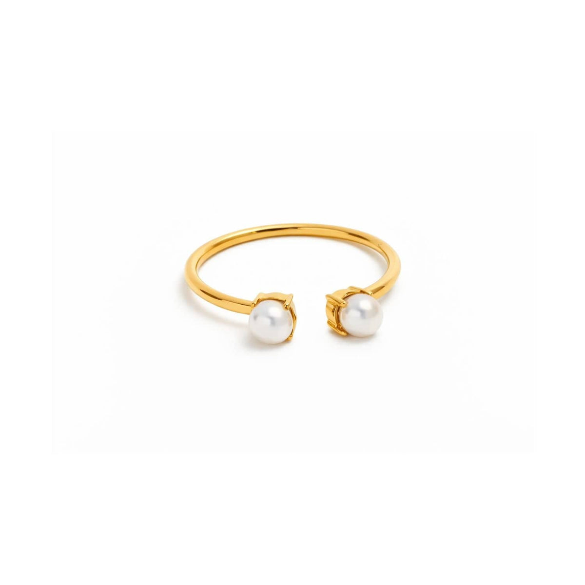 Double Pearl 18k Gold Plated Stainless Steel Ring