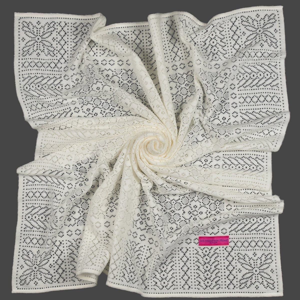 Southampton Home Lace Weave Baby Shawl - Ivory