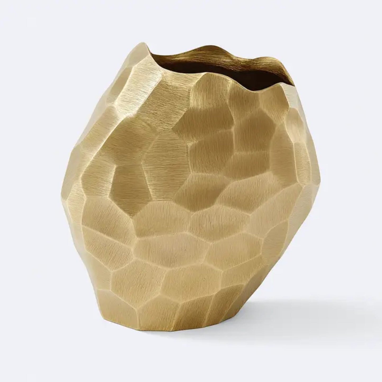 Faceted Gold Aluminum Vase | Modern Sculptural Décor
