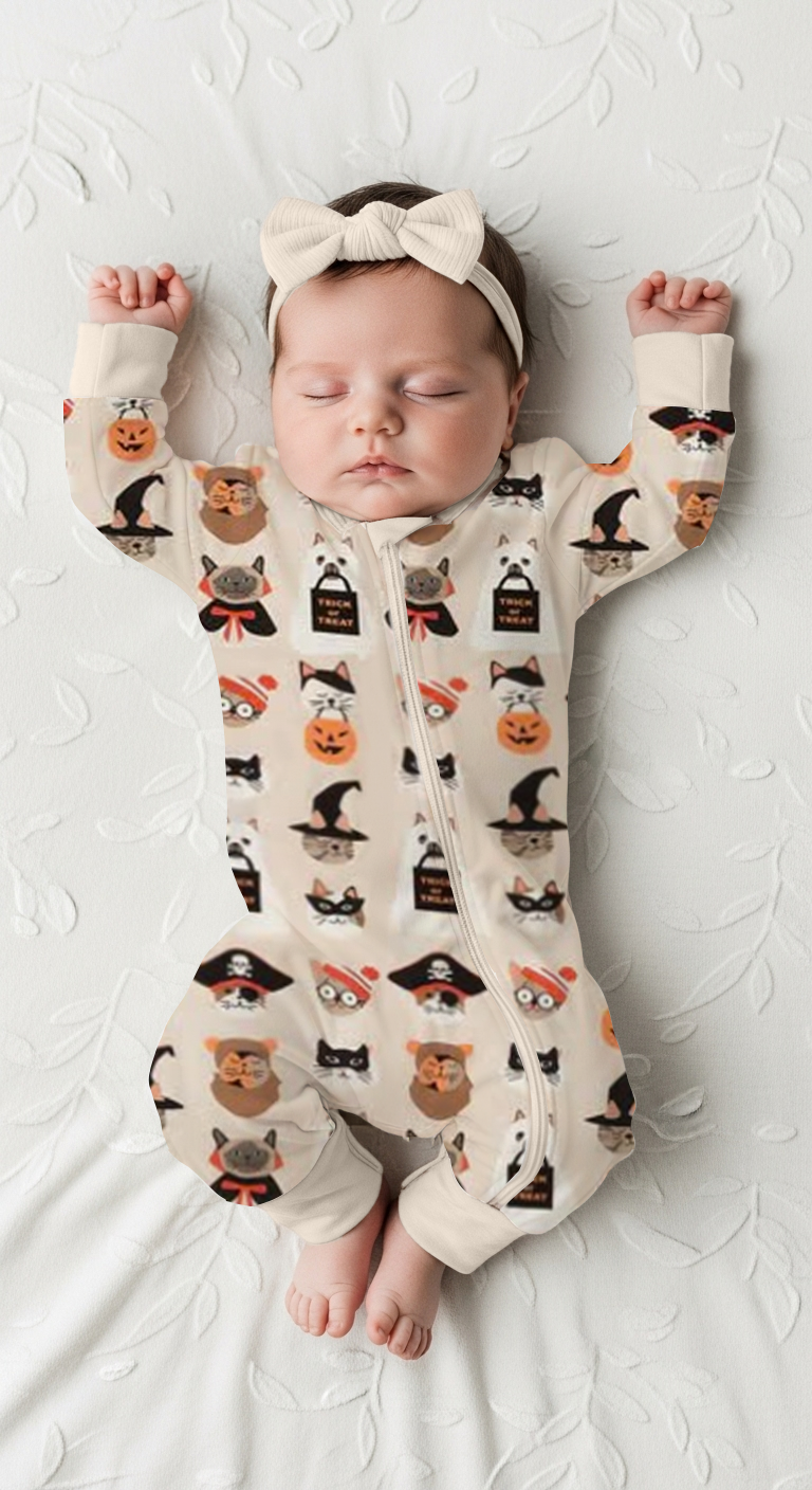 Meow & Treat (Convertible Zip Footies)