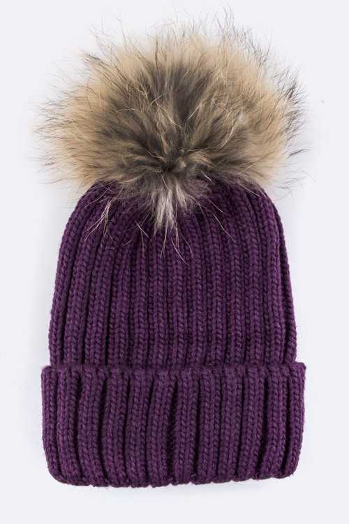 Detachable Fur Pom Fashion Beanie