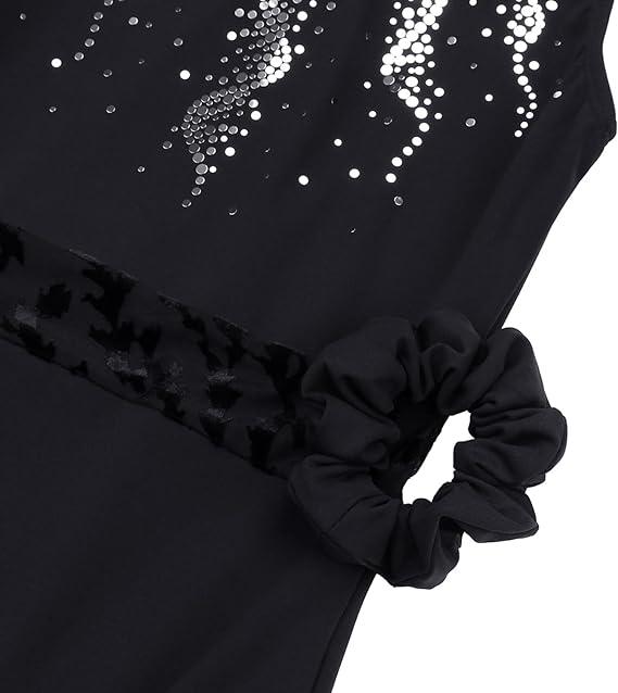 Midnight Sparkling Wave Gymnastics Leotard for Girls, Adult, Child With Shorts
