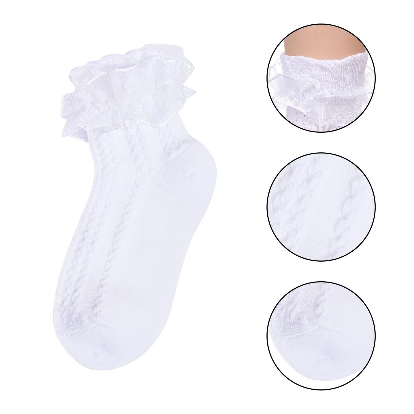 Girls Cotton Lace Dress Socks White 1 Pack Size 4-6 Years