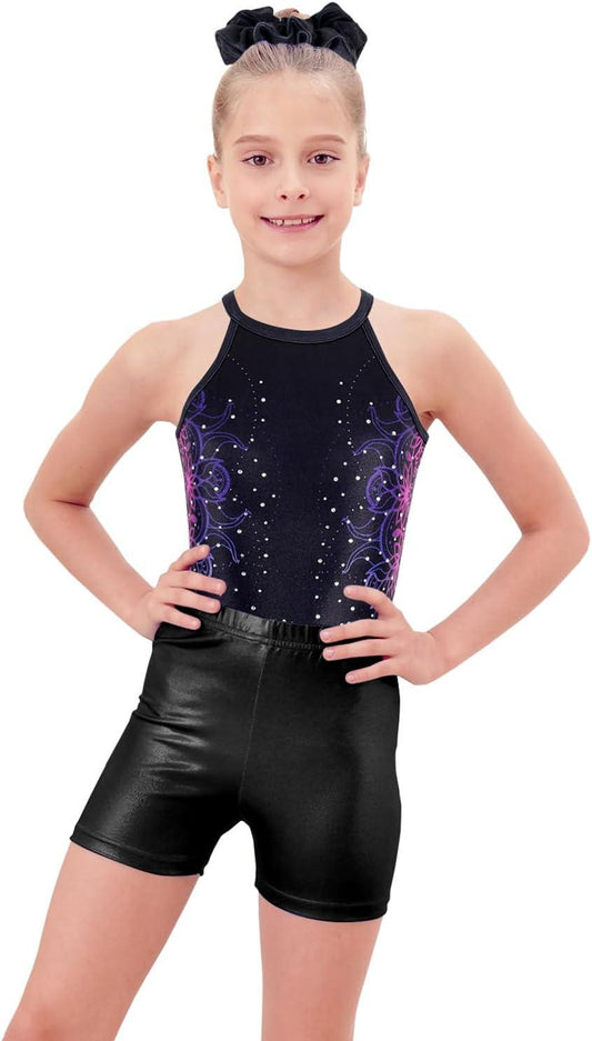 Mystical Midnight Sparkle U-type Clasp Back Gymnastics Leotard Outfit Set
