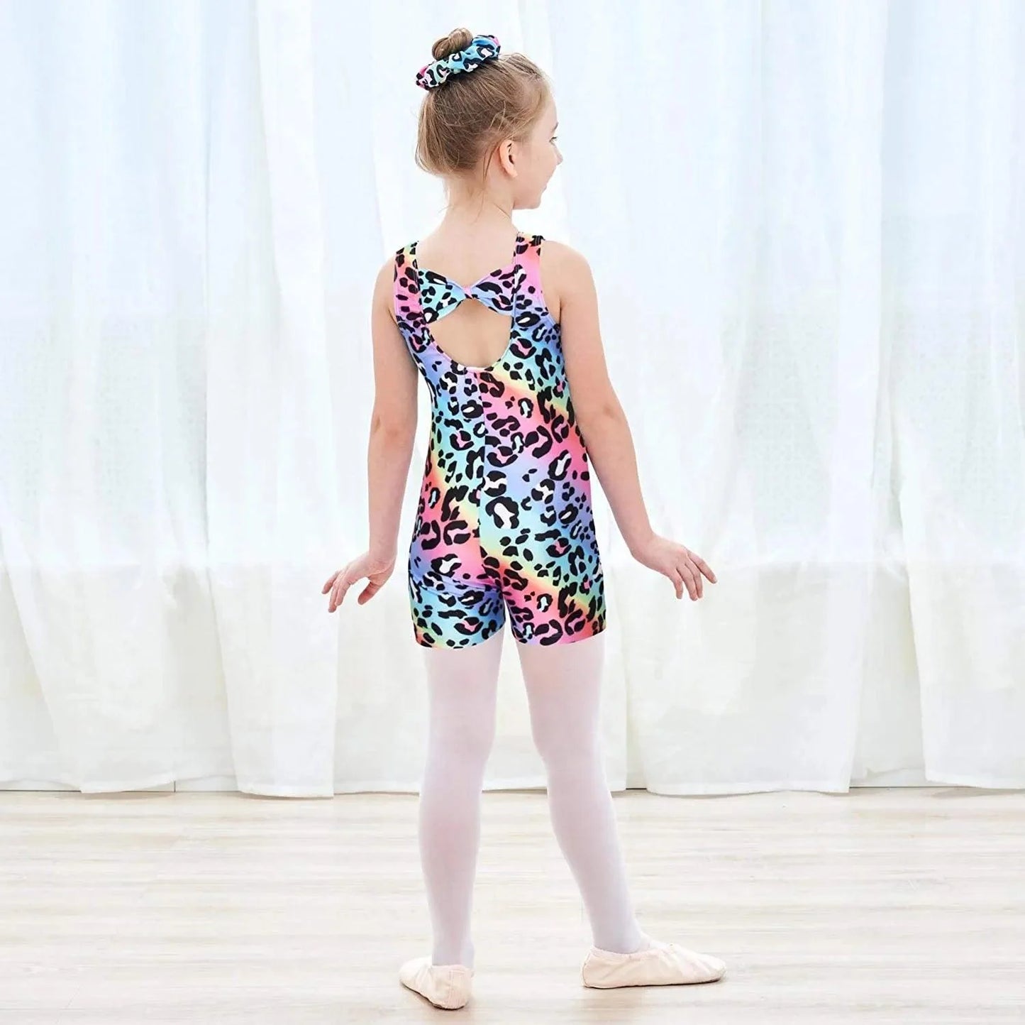 Pale Rainbow Stripes Leopard Unitard