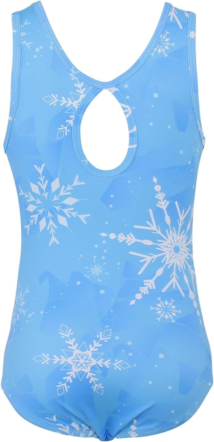 Icy Blue Snowflake Gymnastics Leotard with Shorts Set