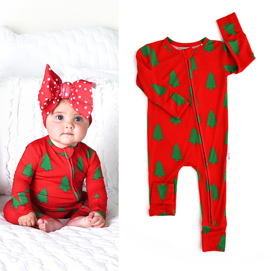 Christmas Trees Convertible Zip Onesie