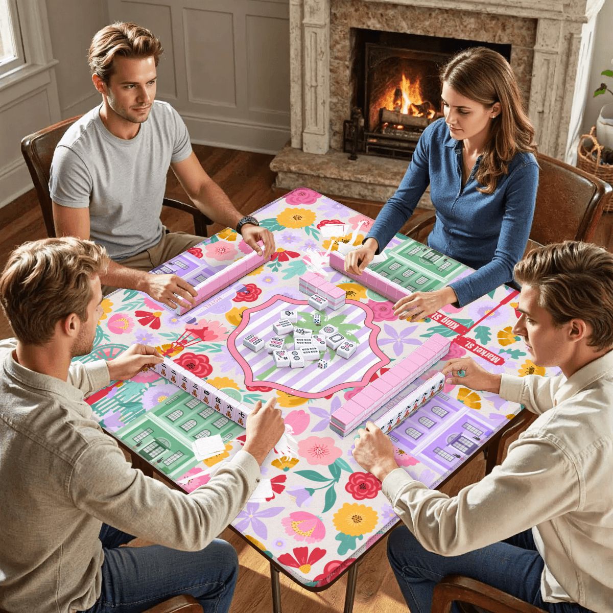 Charleston South Carolina Mahjong Floral Preppy Mahjong Mat