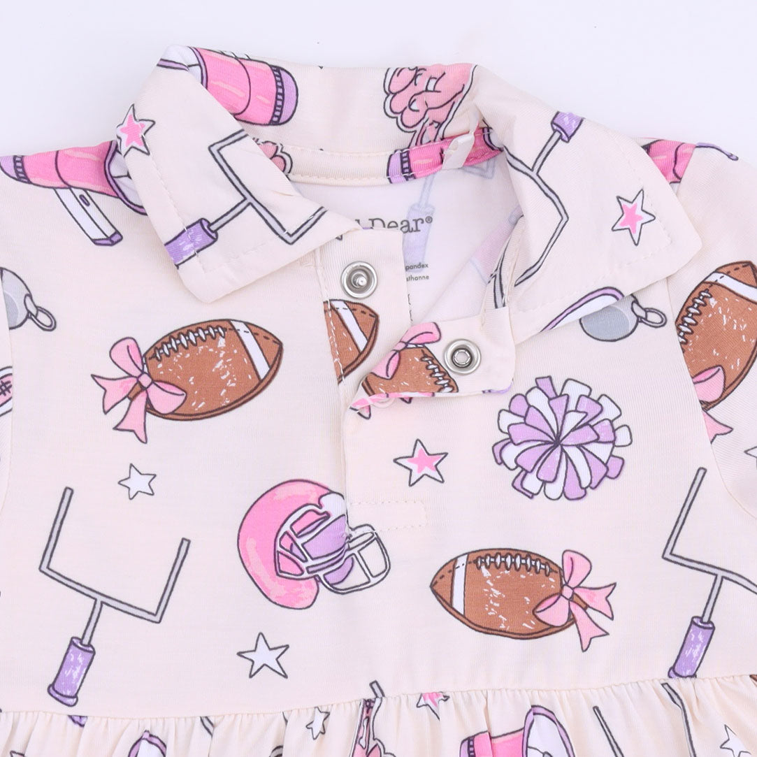 Football Cheer - Long Sleeve Tennis Bodysuit Dress
