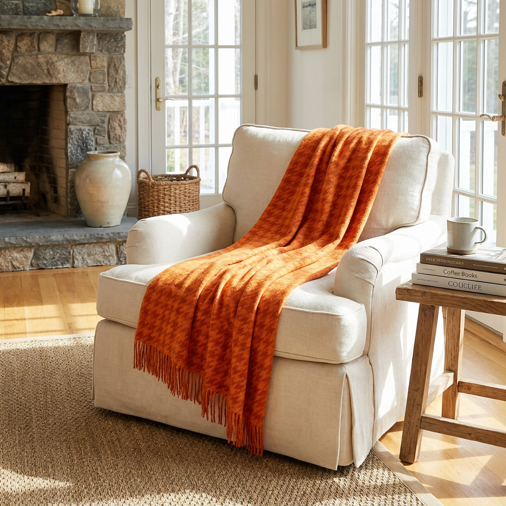 Southampton Home Naturally Weighted Houndstooth Throw - Orange