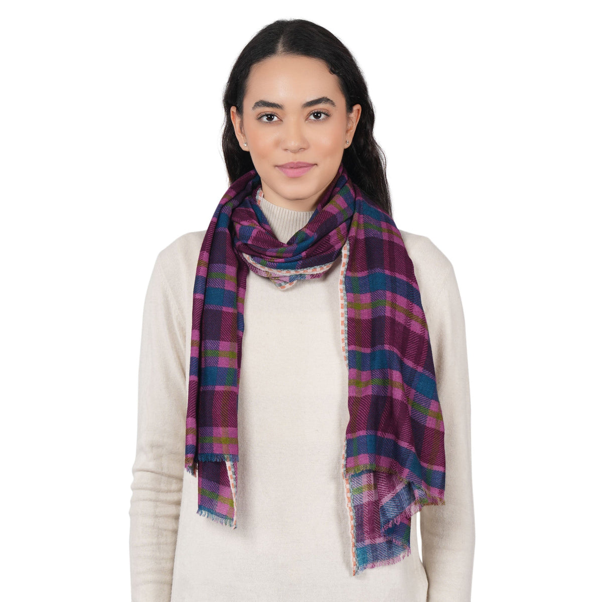 Highland Check Scarf - Magenta