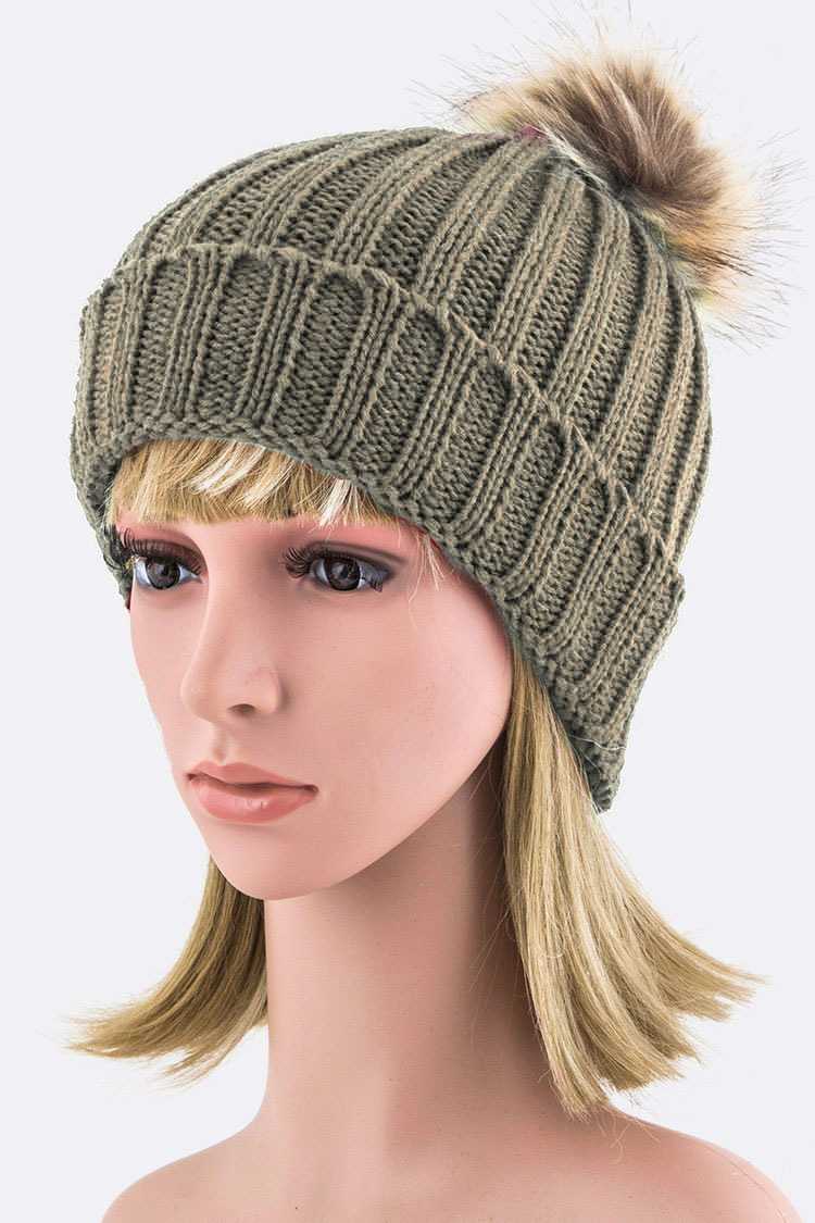 Detachable Fur Pom Fashion Beanie
