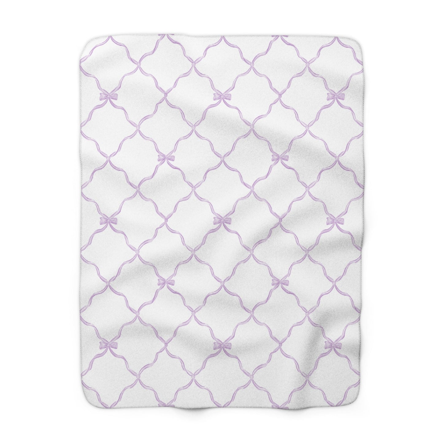 Three Bees Trellis Bow Cozy Sherpa Fleece Blanket - Lavender