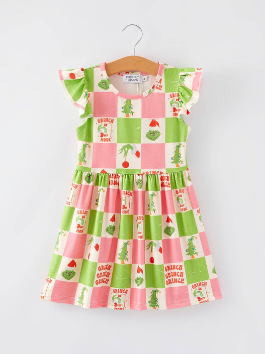 Pink & Green Check Grinch Dress