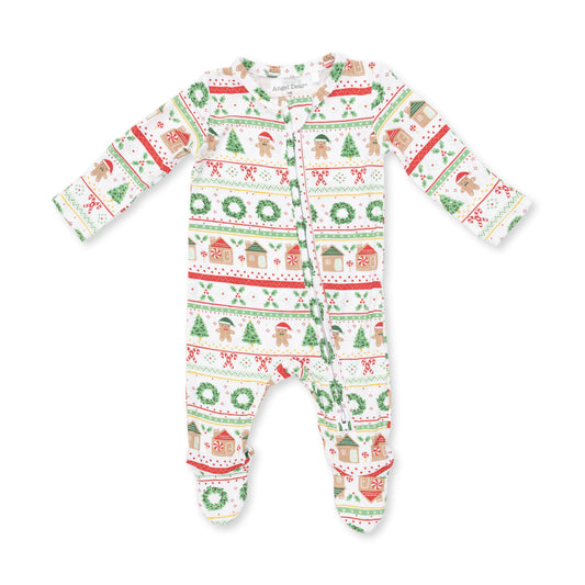 Gingerbread Fair Isle Uni - Bamboo - 2 Way Zipper Footie