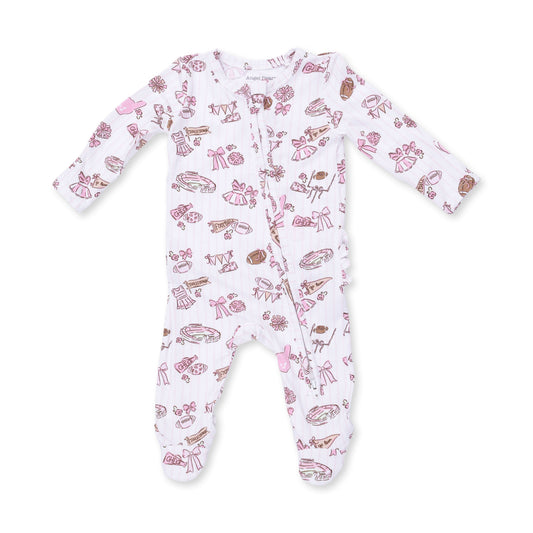 Football Cheer Nursery - 2 Way Ruffle Back Zipper Footie