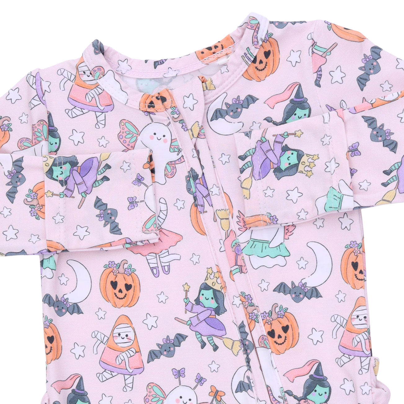 Halloween Monster Dress Up Pink - 2 Way Ruffle Back Zipper Footie