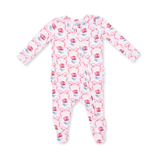 Leslie Rose - 2 Way Ruffle Back Zipper Footie