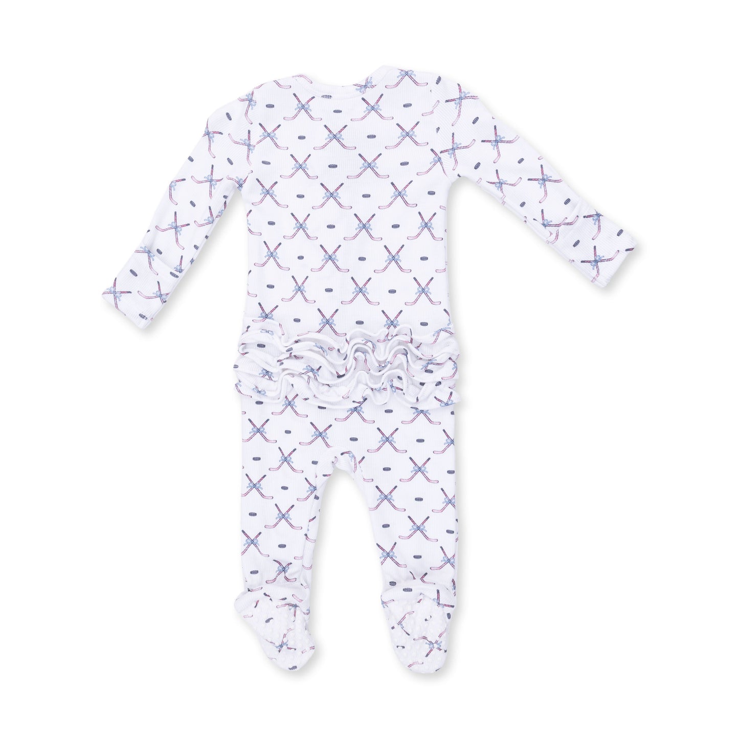 Simple Hockey Pink - 2 Way Ruffle Back Zipper Footie