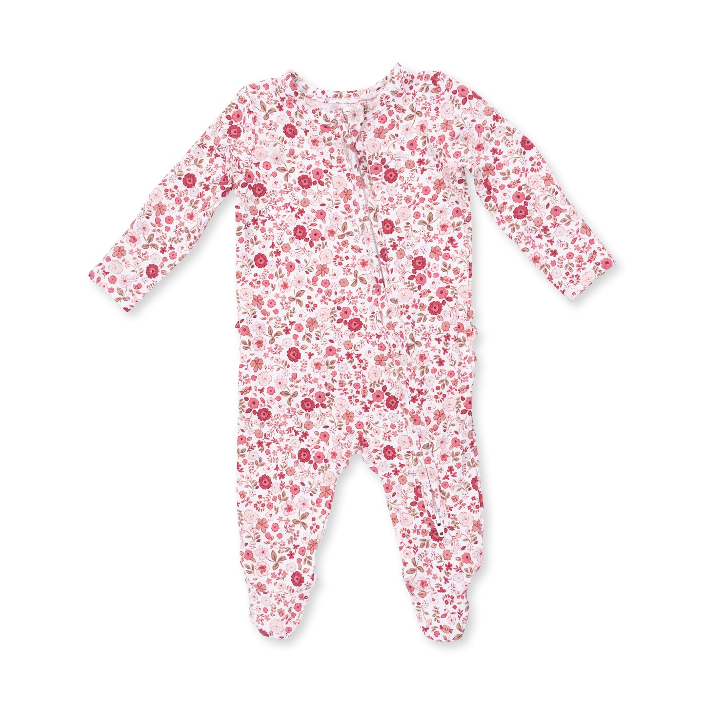Serene Floral - 2 Way Ruffle Back Zipper Footie