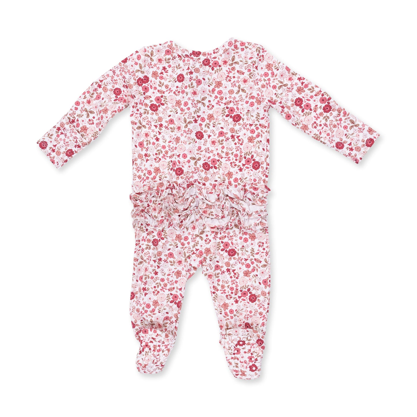 Serene Floral - 2 Way Ruffle Back Zipper Footie