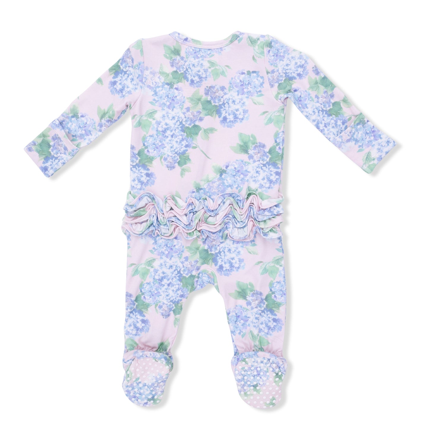 Hydrangeas - 2 Way Ruffle Back Zipper Footie