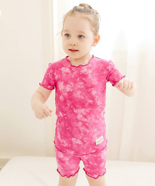 Bamboo Tie Dyeing Pink Short Sleeve PJs