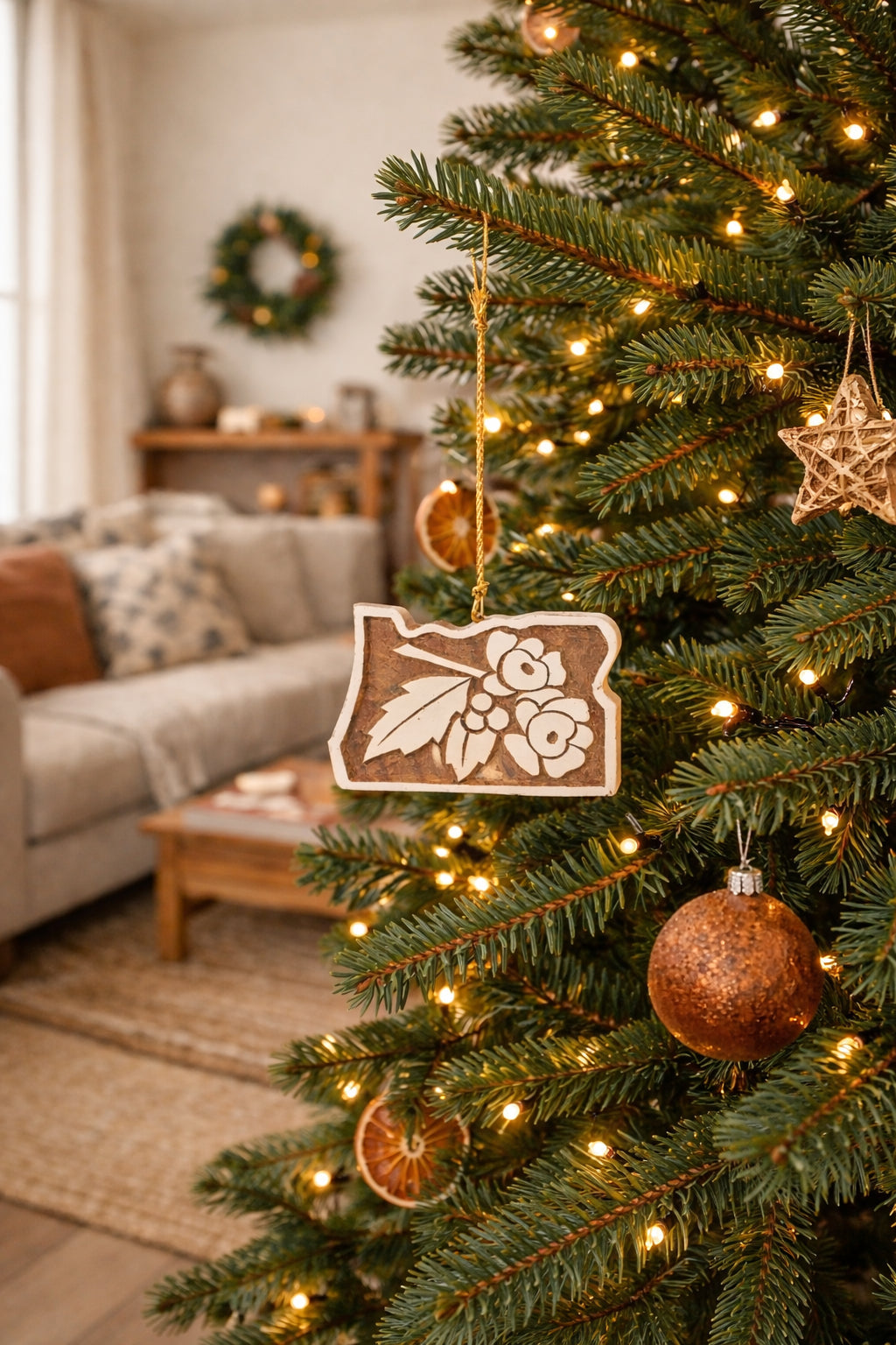 Oregon State Grape Ornament - Hand Carved State Flower