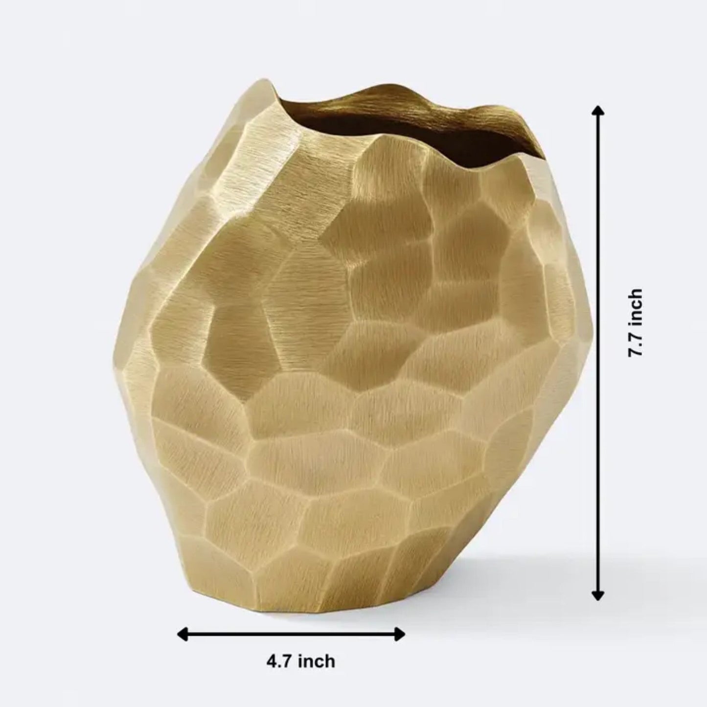 Faceted Gold Aluminum Vase | Modern Sculptural Décor