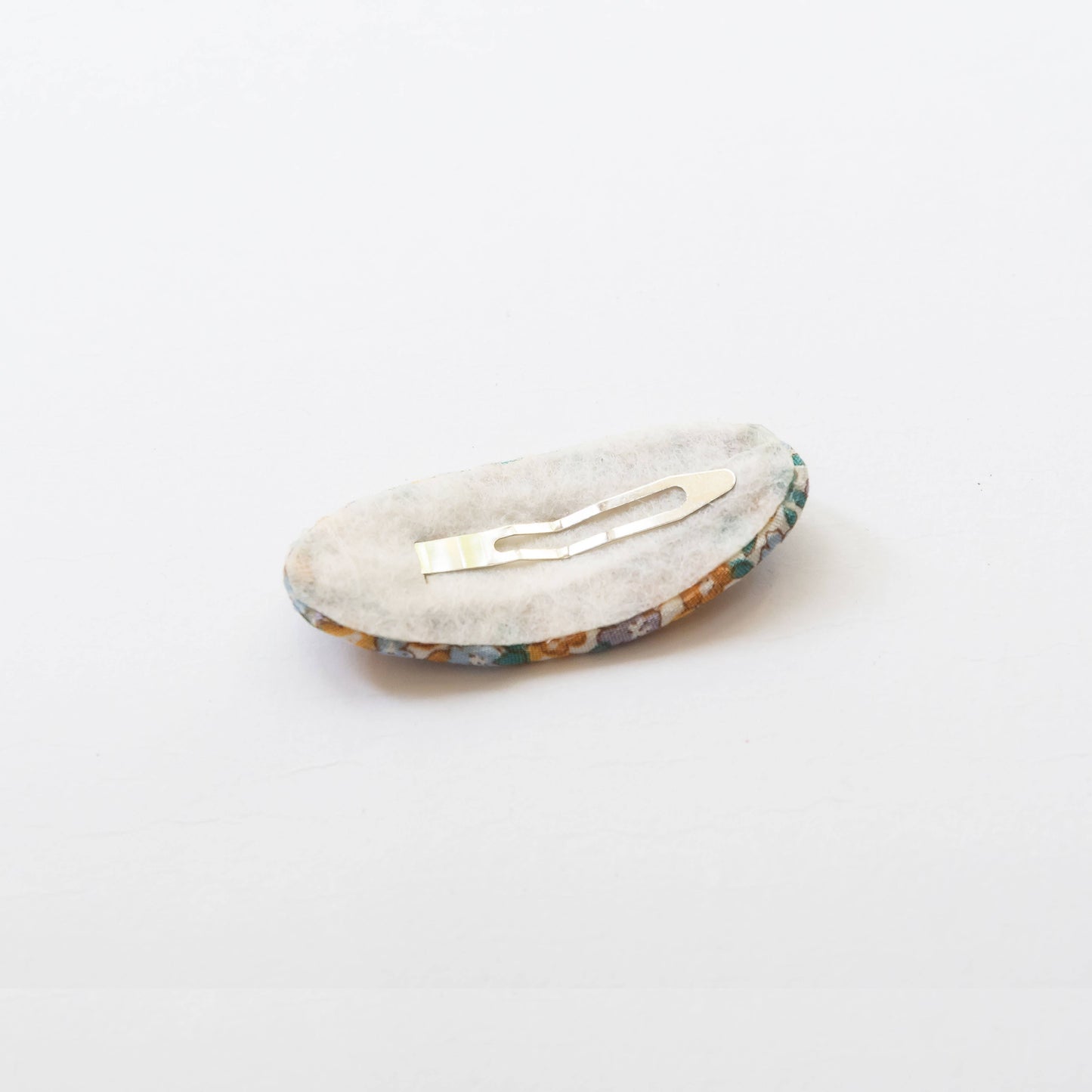 Oval Embroidered Floral Snap Hair Clips | Mustard