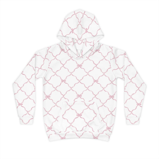 Trellis Bow Youth Hoodie Activewear - Pink