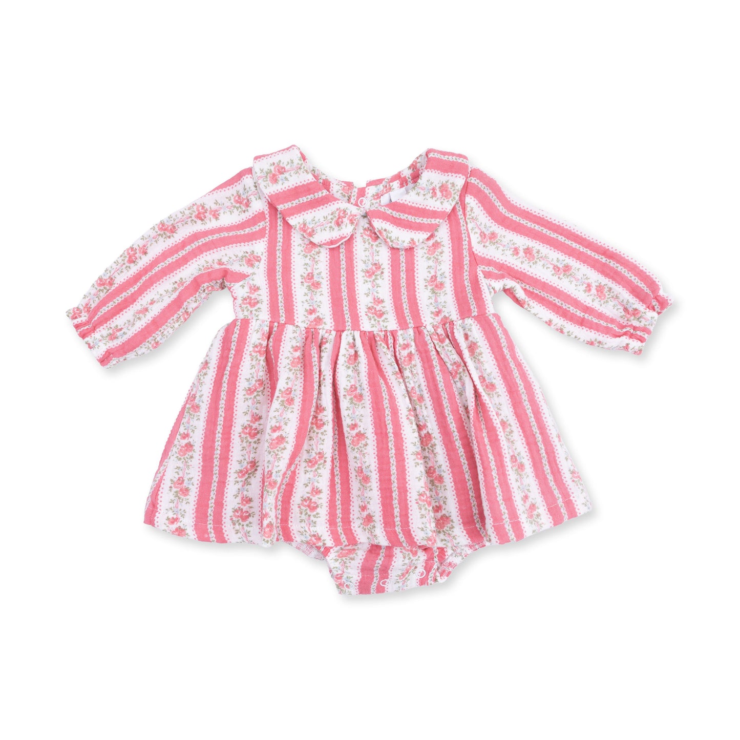 Suzie Floral Stripe - Long Sleeve Bubble with Peter Pan Collar and Skirt