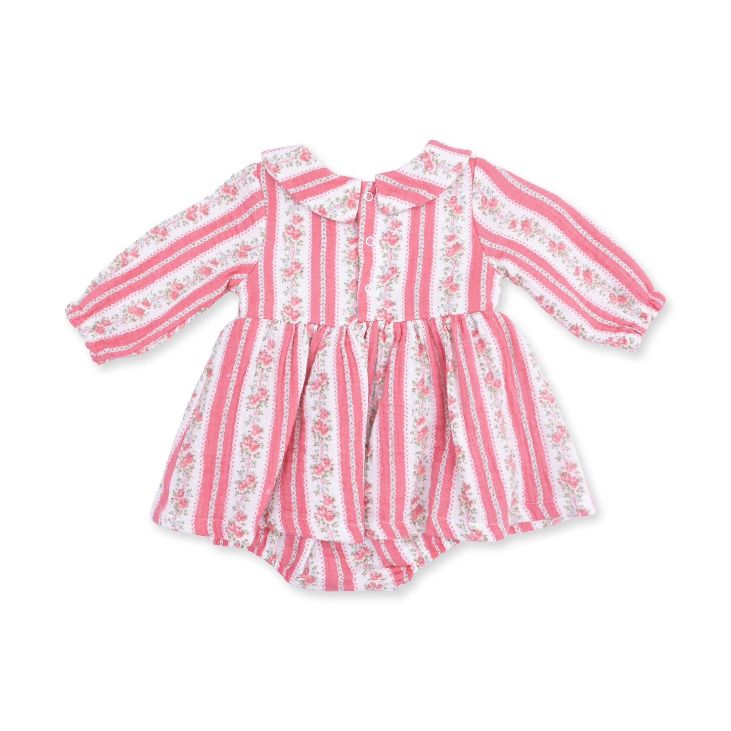 Suzie Floral Stripe - Long Sleeve Bubble with Peter Pan Collar and Skirt