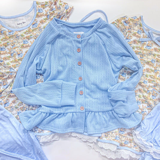 Blue Spring Ruffle Cardigan