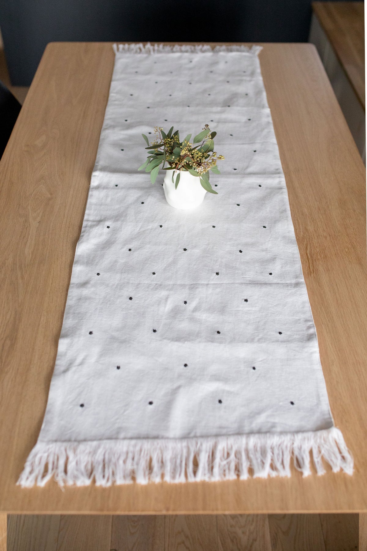 Others Embroidered Table Runner Green Leaves