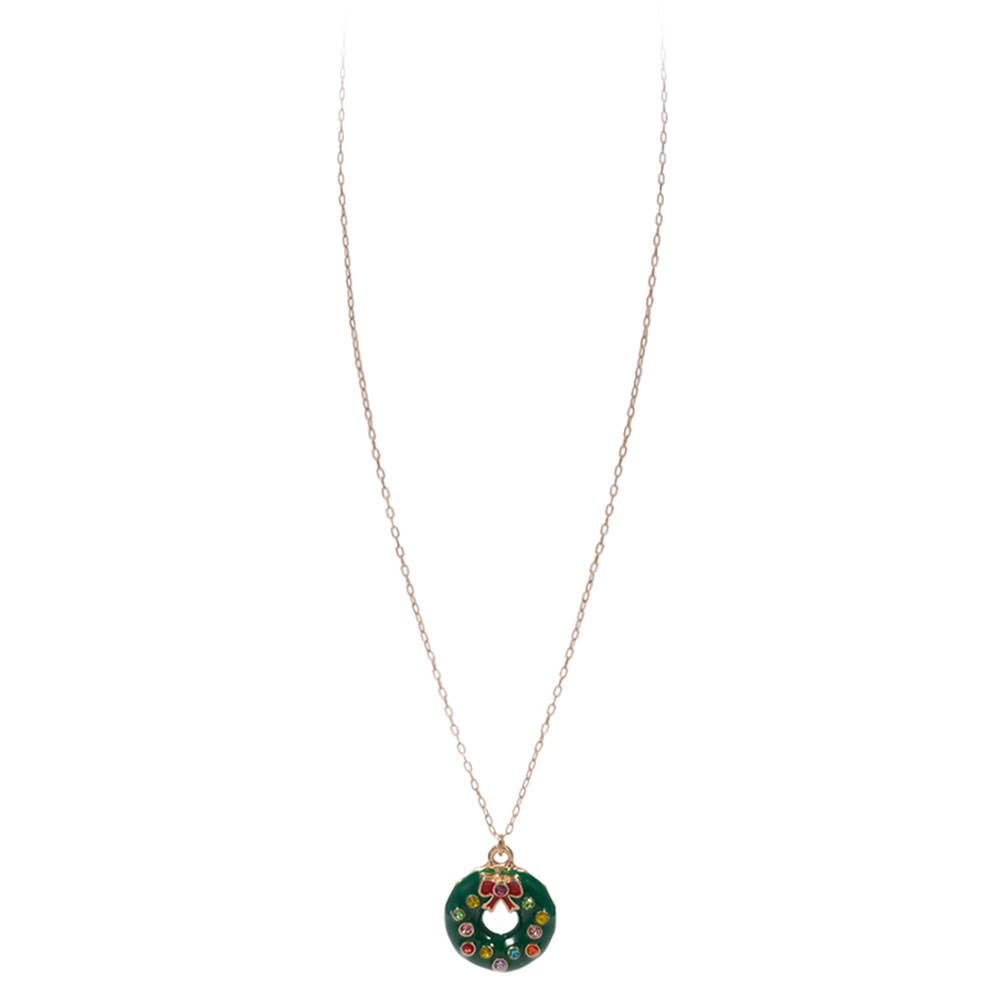 Christmas Wreath Pendant Necklace