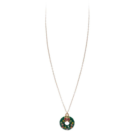 Christmas Wreath Pendant Necklace