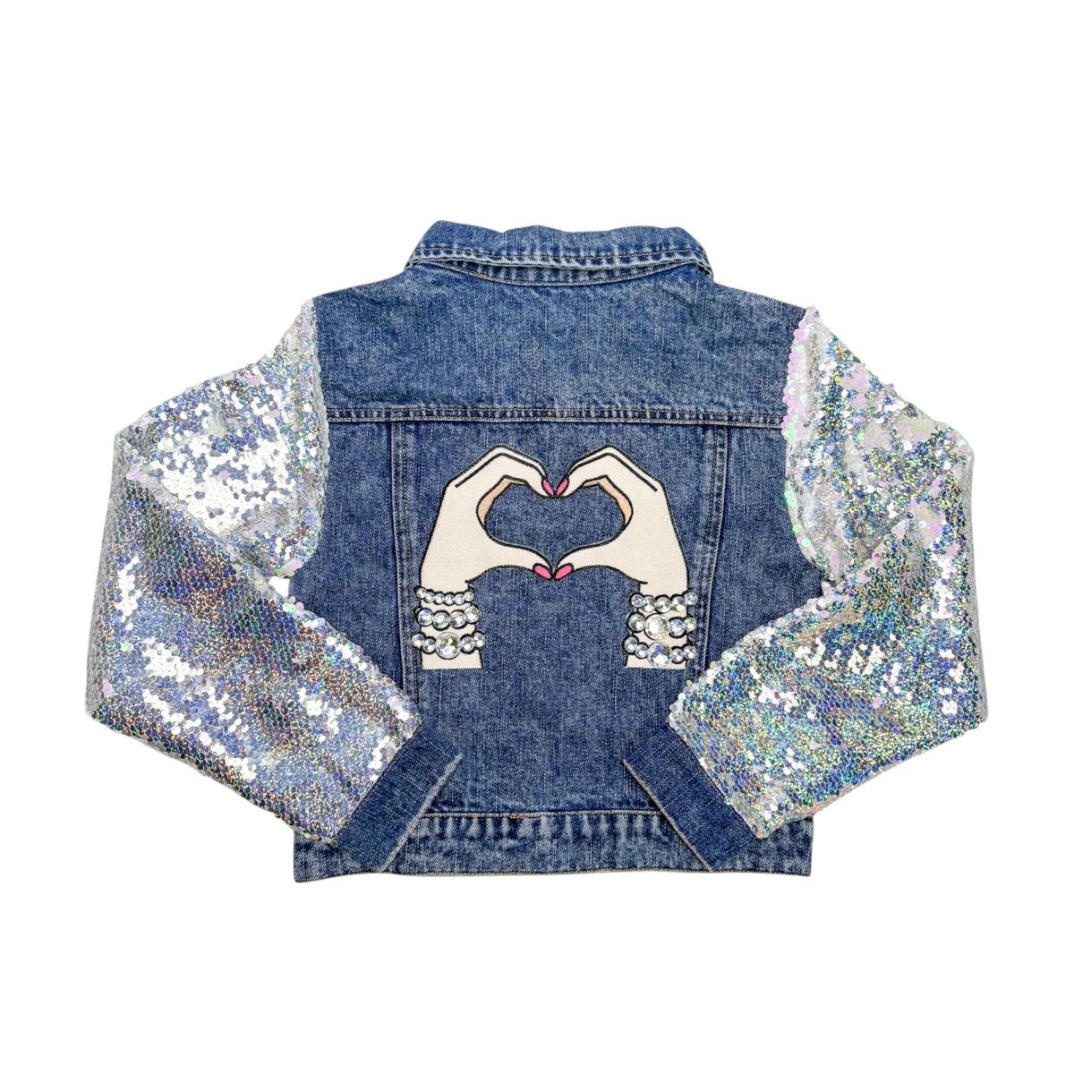 Lover Patched Sequins Denim Jacket