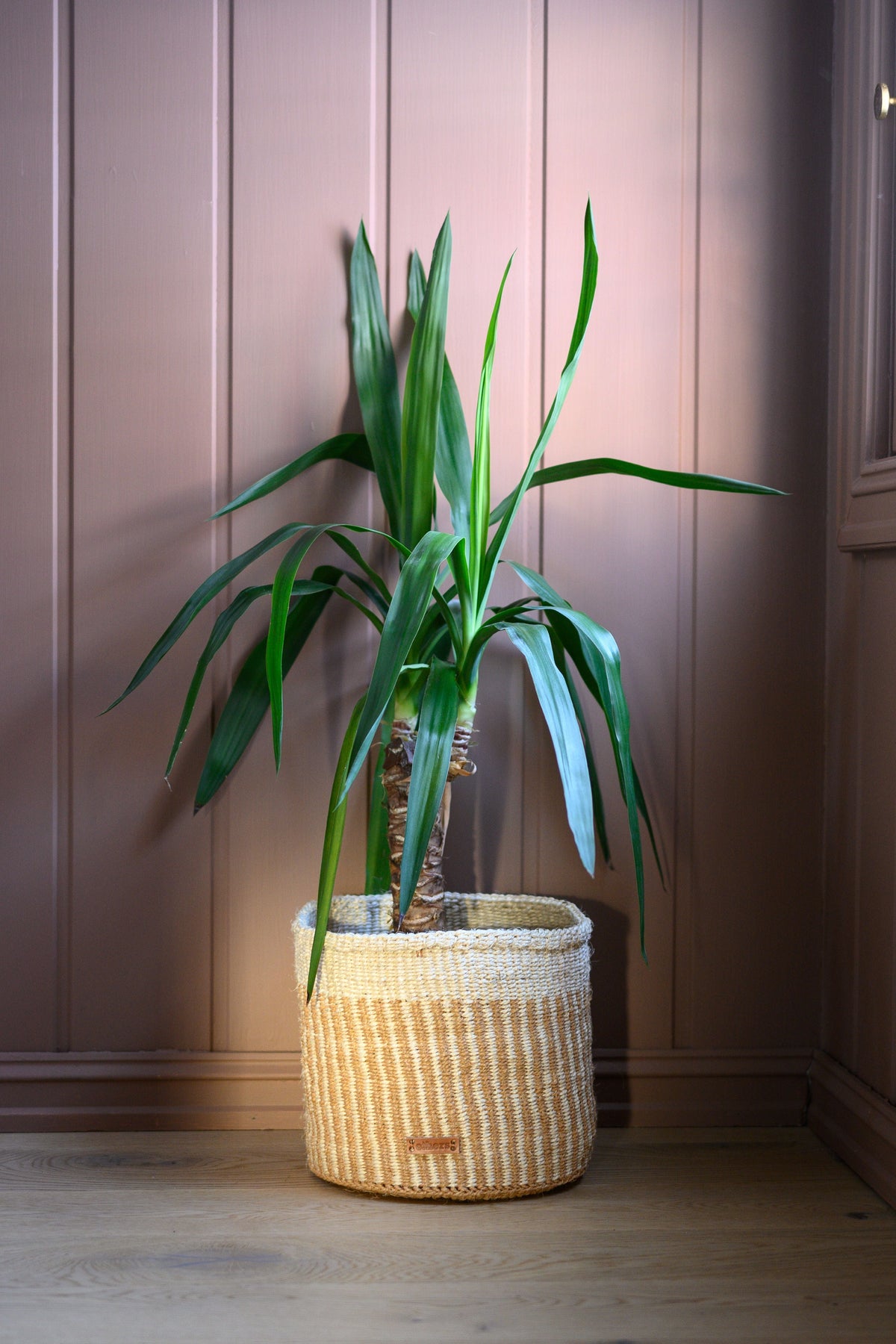 Others Striped Sisal Basket Natural/beige