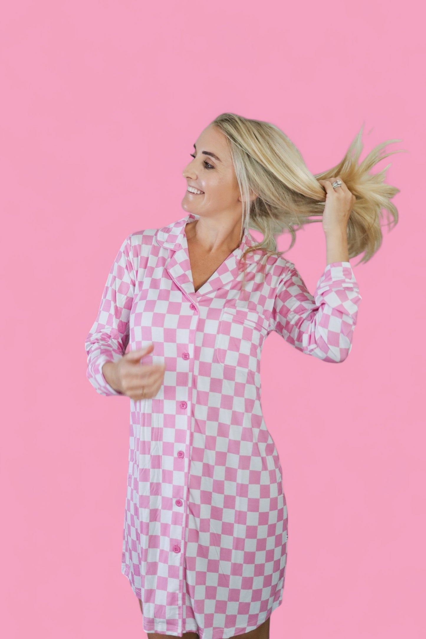 BUBBLEGUM CHECKERS WOMEN’S DREAM GOWN