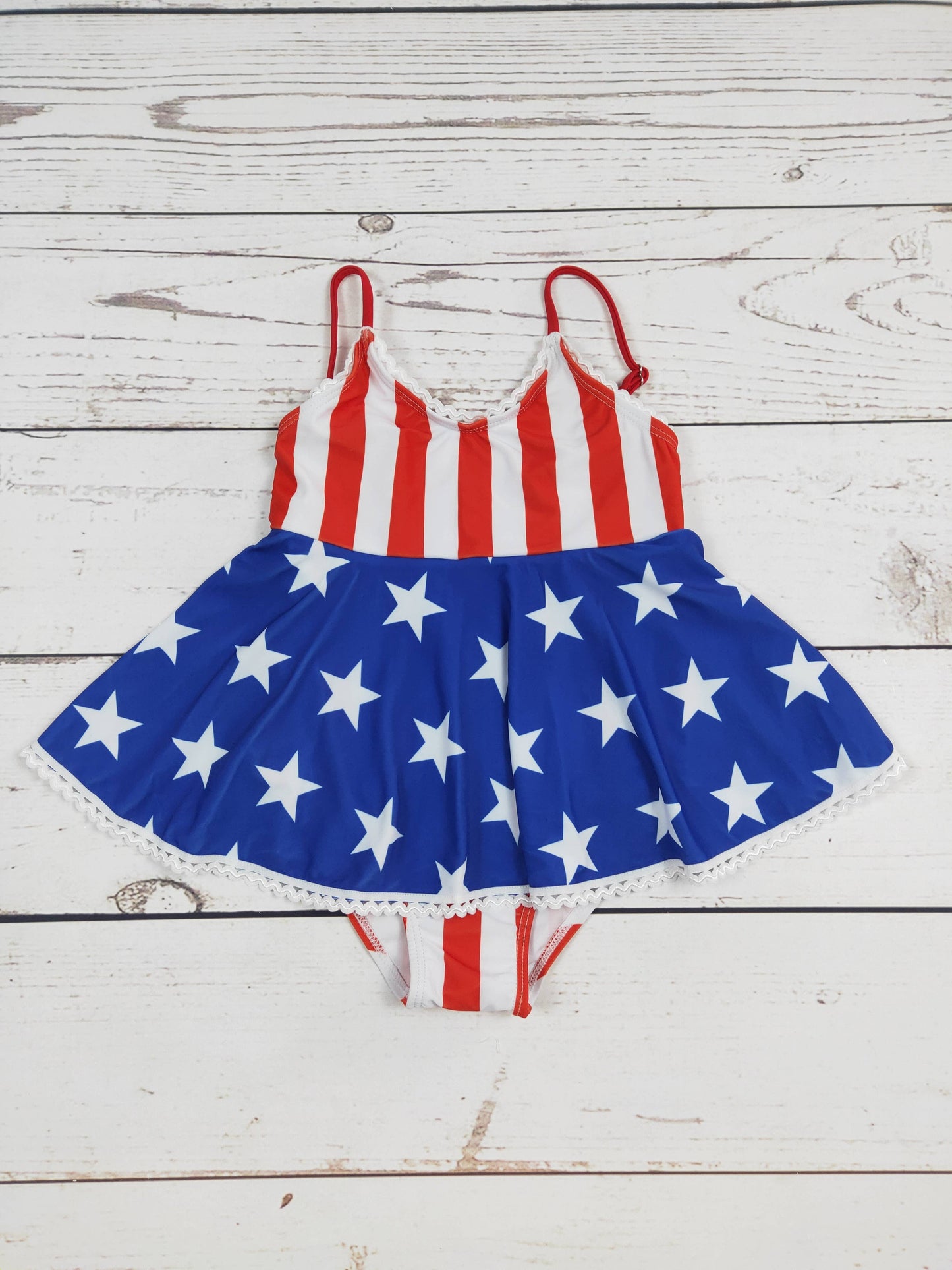 Stars Stripe Patriotic One Piece Girls Swimsuit