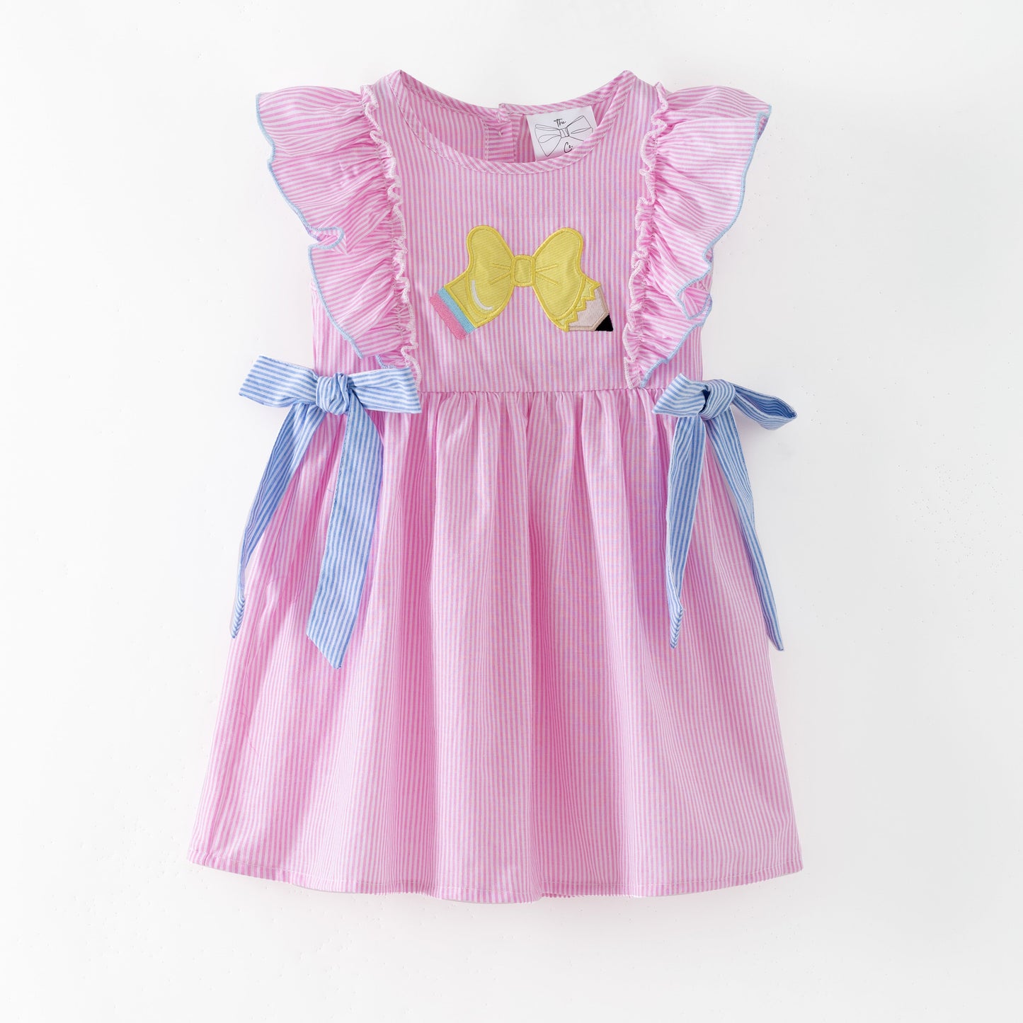 Pencil Bow Stripe Tie Dress | Girls School Outfit