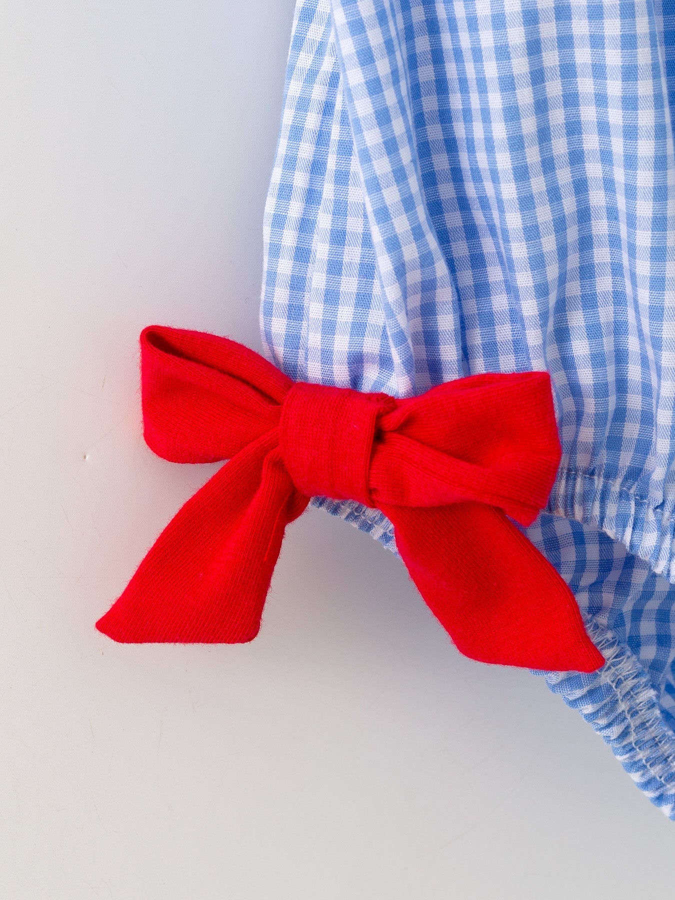 Baby Girls Baseball Smocked Romper – Blue Plaid Summer Outfit