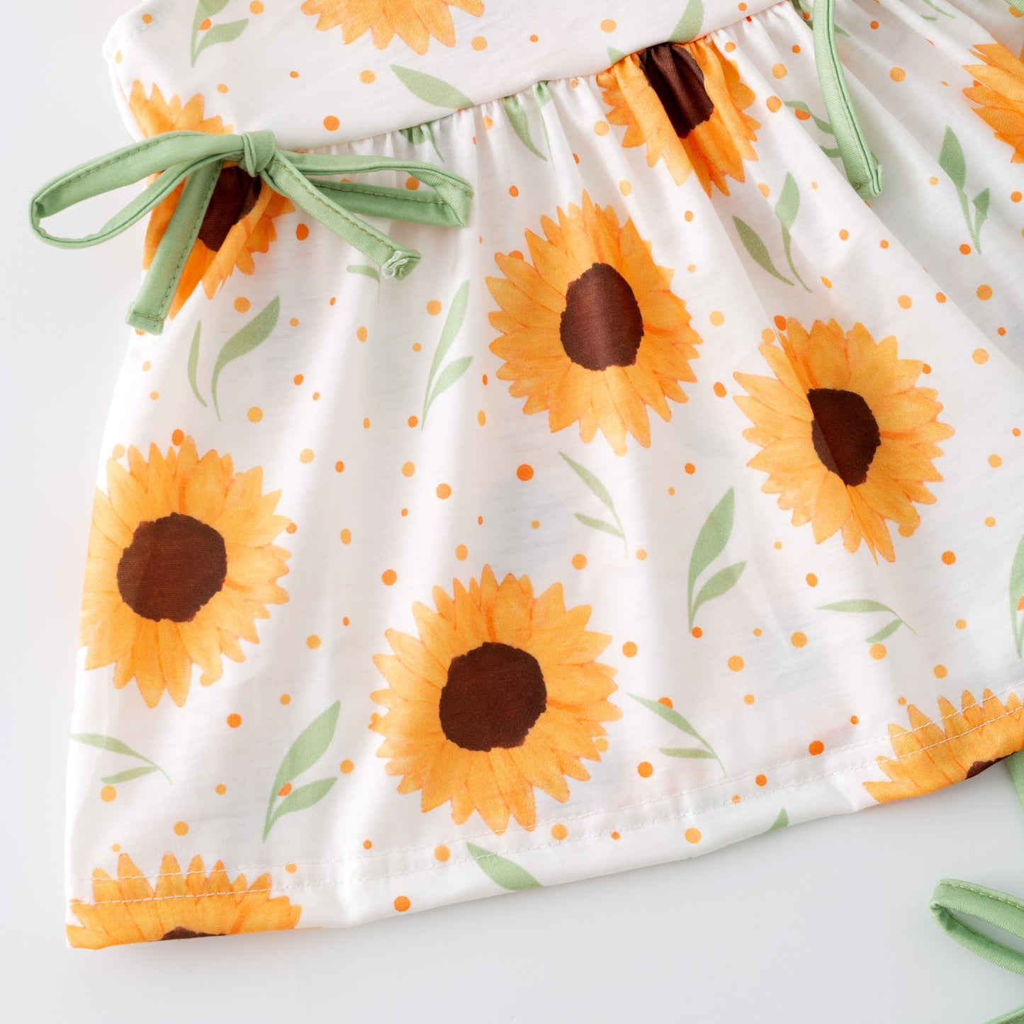 Girls Summer Sunflower Print Lemon Green Short Set
