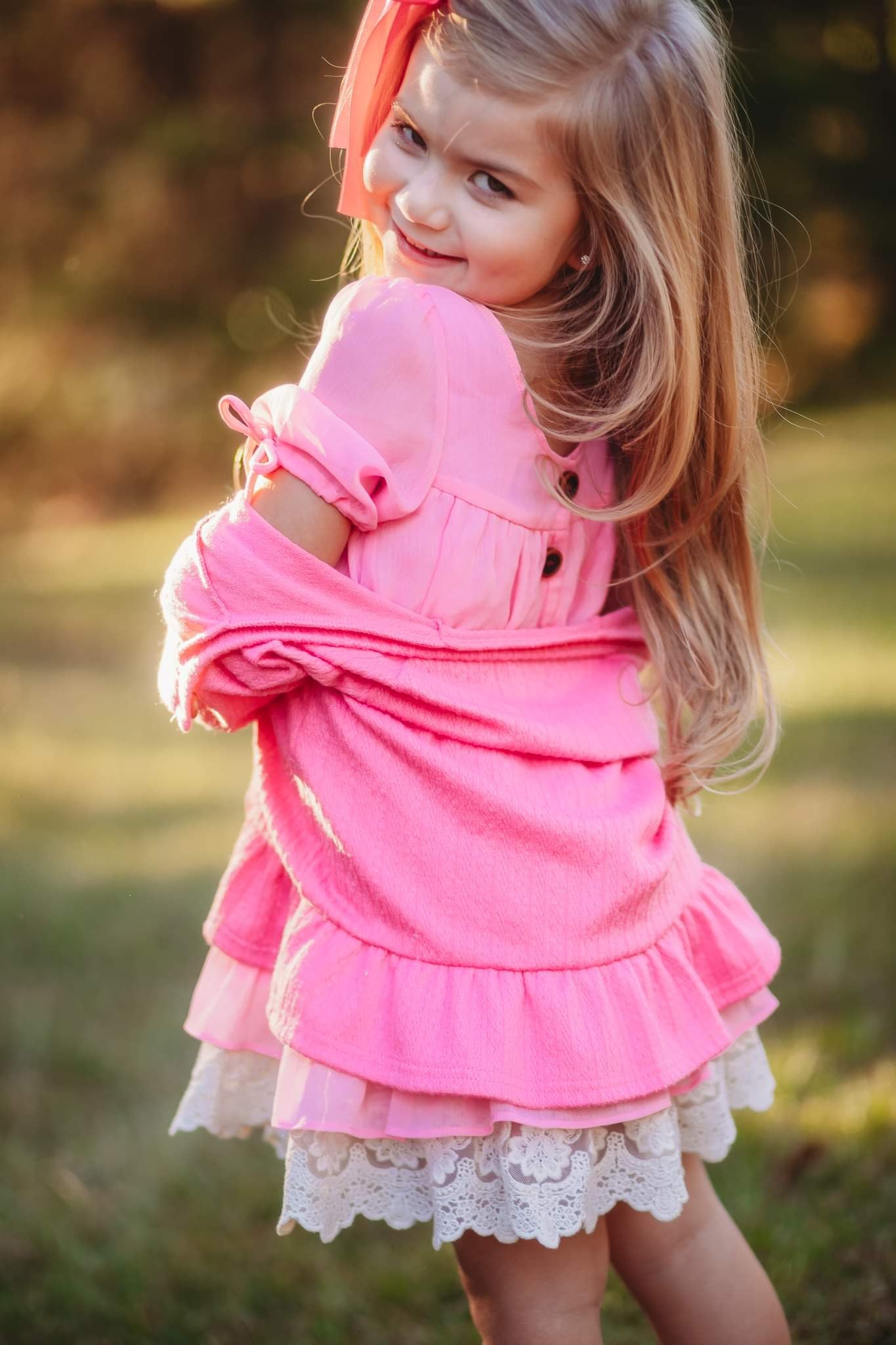 Spring Ruffle Cardigan (white, pink, lavender)