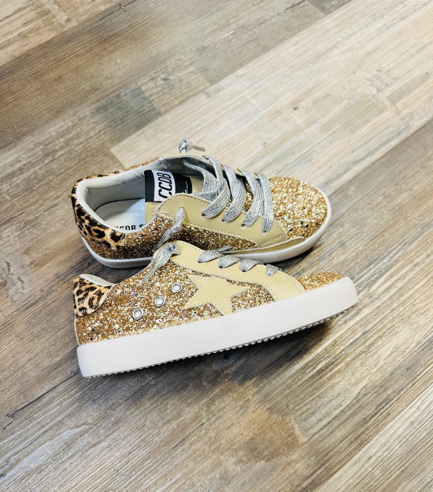 Gold Glitter Cheetah Accent Shoe