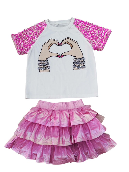 Lover Heart Hands Love Raglan Sequins Top
