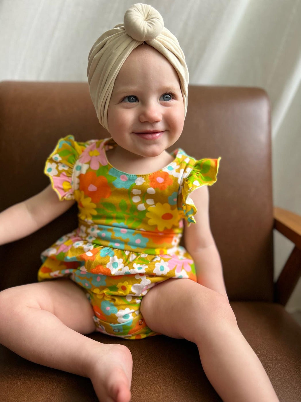 Sixties Summer Floral Pinafore Romper for Baby and Toddler Girl