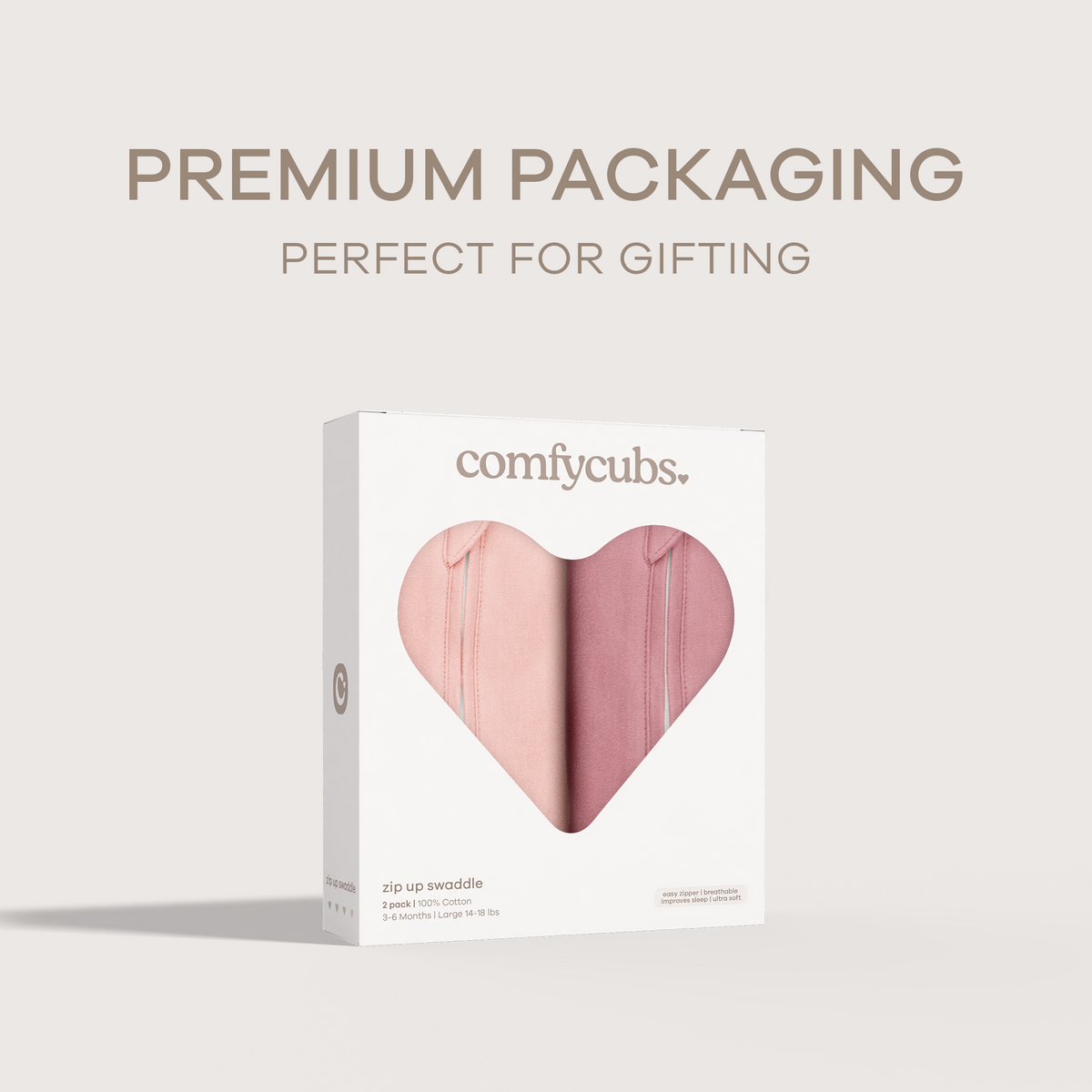 Easy Zipper Swaddle Blankets in Blush, Mauve
