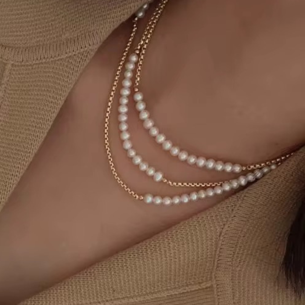 Pearl and Gold Chain Wrap Necklace ~ Deep South Originals